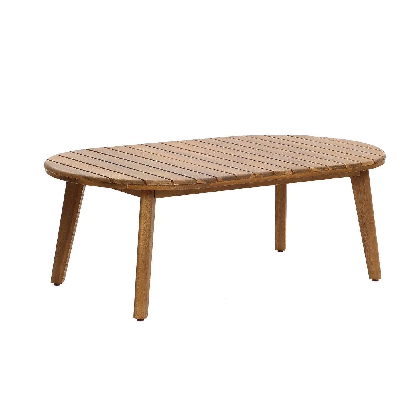 RetailsSup 4-Piece Outdoor Conversation Set – Acacia Wood Frame with Slatted Coffee Table, Loveseat & 2 Armchairs