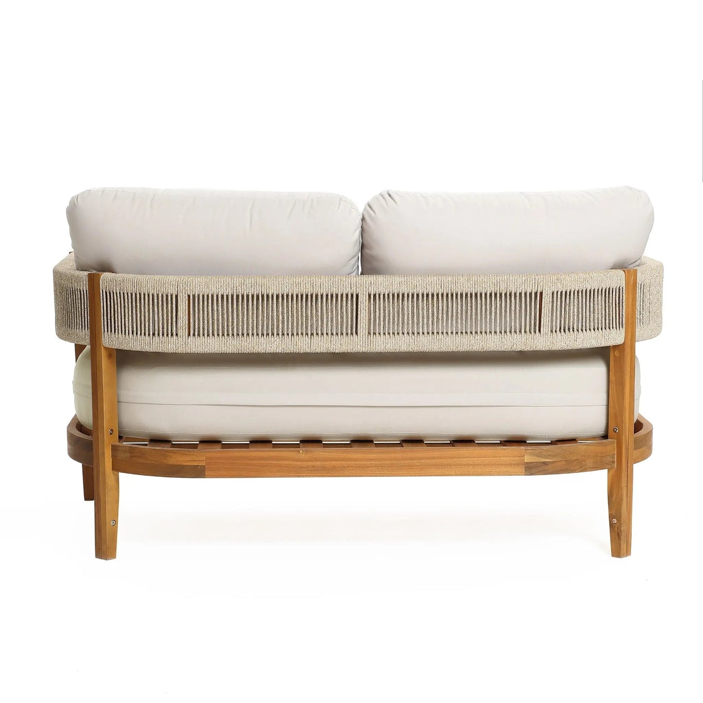RetailsSup 4-Piece Outdoor Conversation Set – Acacia Wood Frame with Slatted Coffee Table, Loveseat & 2 Armchairs