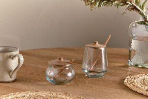 Round Storage Jar - Natural & Clear