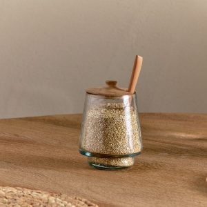 Tall Storage Jar - Natural & Clear