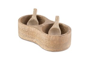 Mango Wood Salt & Pepper Server - Natural