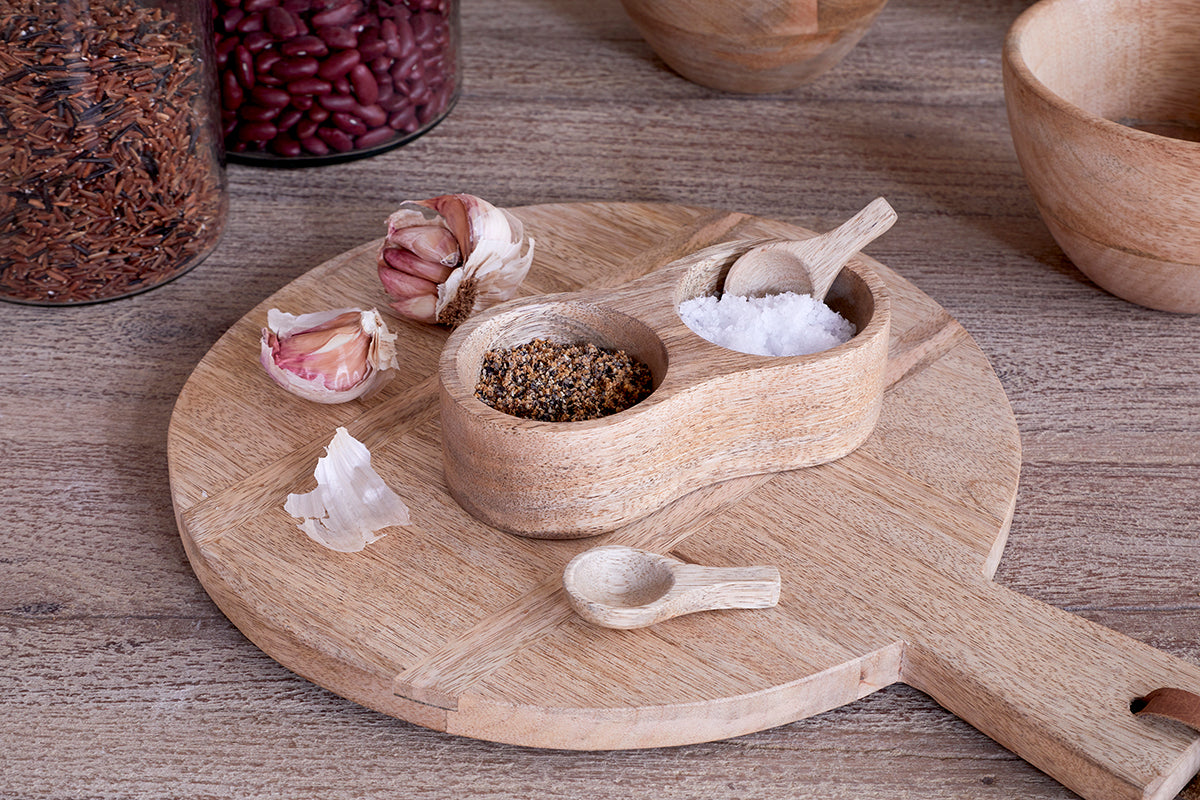 Mango Wood Salt & Pepper Server - Natural