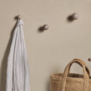 Marble & Iron Round Hook - Grey